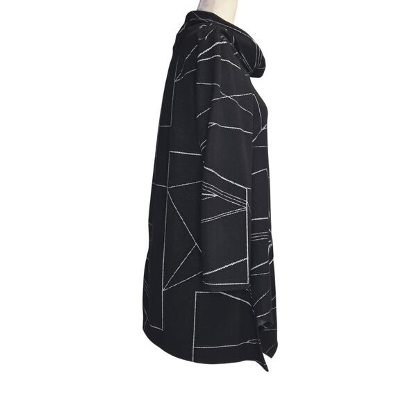 Yushi Women's Black Asymmetrical Cowl Neck Tunic  Size Medium - Picture 2 of 3